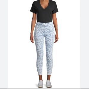 CURRENT ELLIOTT High Waist Stiletto Crop Jeans Bleached Leopard Print size 27
